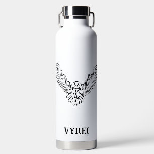 Black and White Tribal Flying Owl Water Bottle