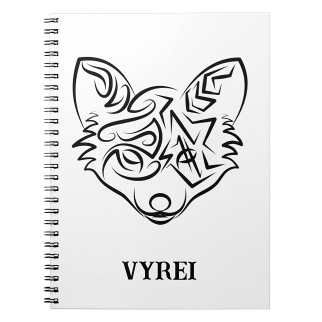Black and White Tribal Fox Notebook (Front)