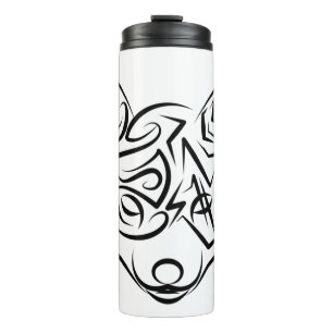Black and White Tribal Fox Thermal Tumbler