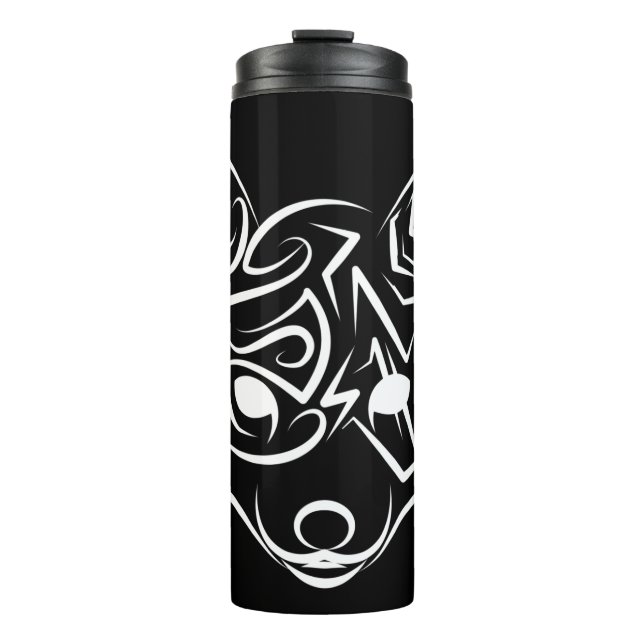 Black and White Tribal Fox Thermal Tumbler (Front)