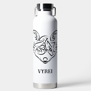 Black and White Tribal Fox Water Bottle