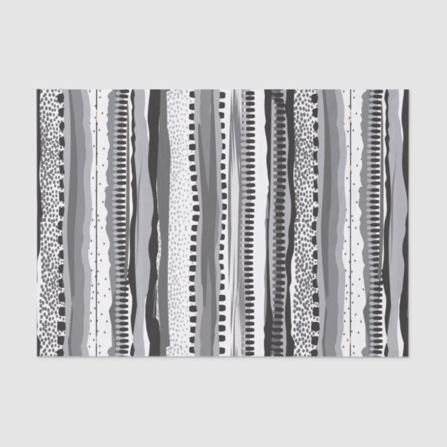 Black and white tribal geometric shapes pattern tissue paper (Front)