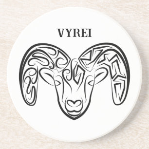 Black and White Tribal Goat / Sheep Coaster