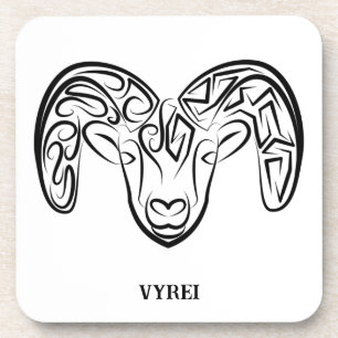 Black and White Tribal Goat / Sheep Coaster