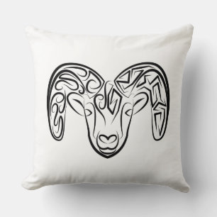 Black and White Tribal Goat / Sheep Cushion