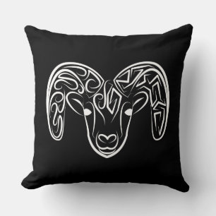 Black and White Tribal Goat / Sheep Cushion