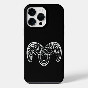 Black and White Tribal Goat / Sheep iPhone 14 Pro Max Case