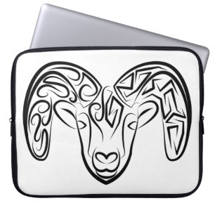 Black and White Tribal Goat / Sheep Laptop Sleeve