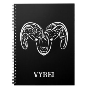 Black and White Tribal Goat / Sheep Notebook