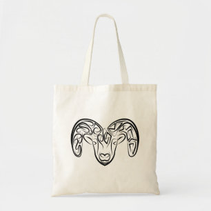 Black and White Tribal Goat / Sheep Tote Bag