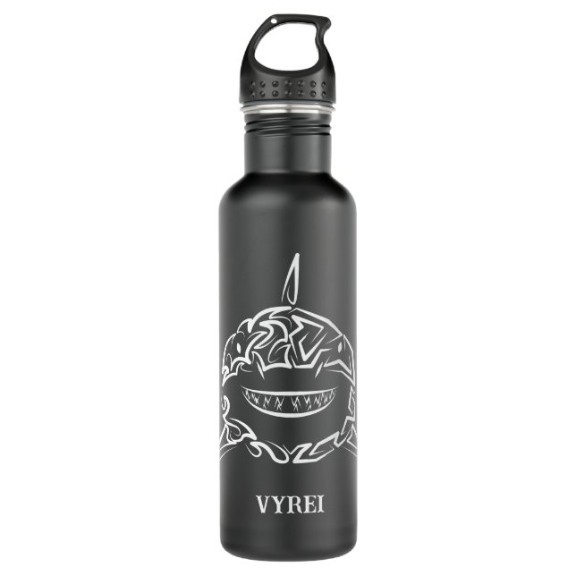 Black and White Tribal Great White Shark 710 Ml Water Bottle (Front)