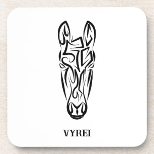 Black and White Tribal Great White Shark Beverage Coaster