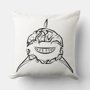 Black and White Tribal Great White Shark Cushion