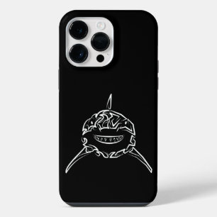 Black and White Tribal Great White Shark iPhone 14 Pro Max Case
