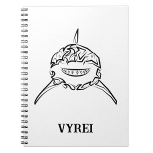 Black and White Tribal Great White Shark Notebook