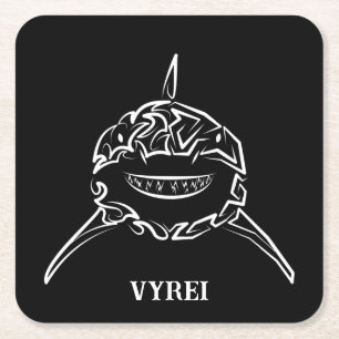 Black and White Tribal Great White Shark Square Paper Coaster