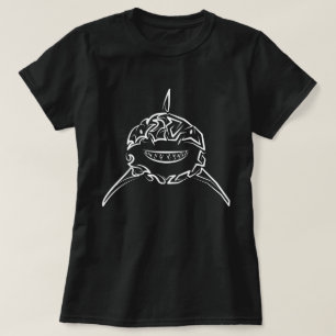 Black and White Tribal Great White Shark T-Shirt
