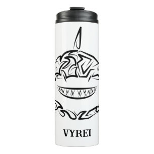 Black and White Tribal Great White Shark Thermal Tumbler