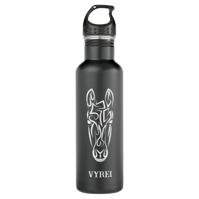 Black and White Tribal Horse 710 Ml Water Bottle (Front)