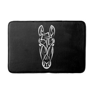 Black and White Tribal Horse Bath Mat