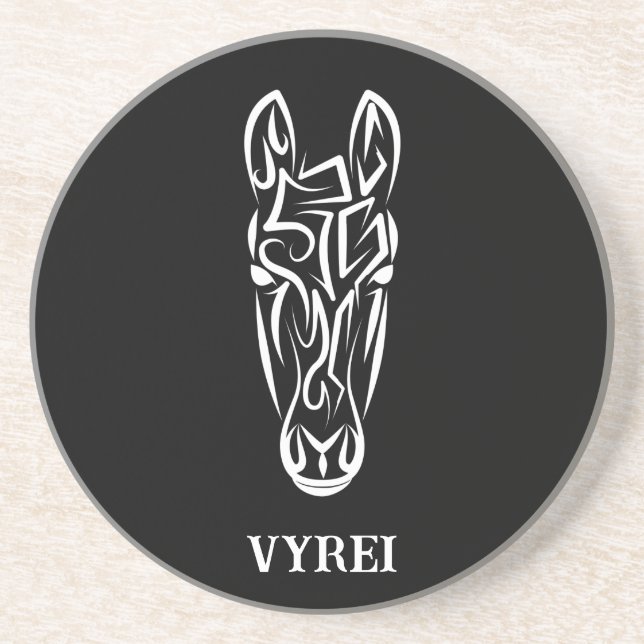 Black and White Tribal Horse Coaster (Front)