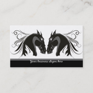 Black and white tribal horse head custom business card