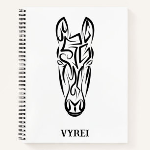 Black and White Tribal Horse Notebook