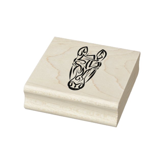 Black and White Tribal Horse Rubber Stamp (Stamp)