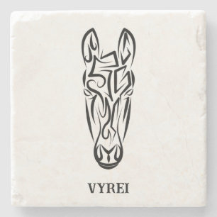 Black and White Tribal Horse Stone Coaster