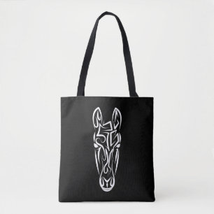 Black and White Tribal Horse Tote Bag