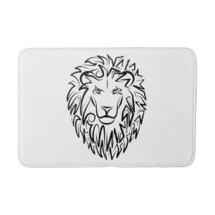 Black and White Tribal Lion Bath Mat