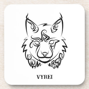 Black and White Tribal Lion Beverage Coaster