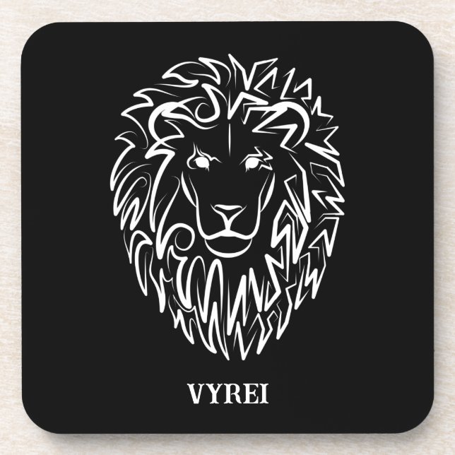 Black and White Tribal Lion Coaster (Front)