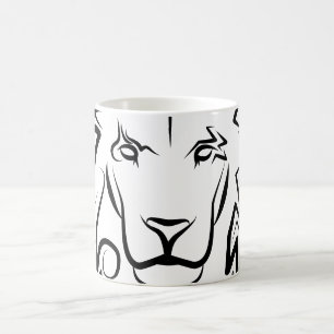 Black and White Tribal Lion Coffee Mug