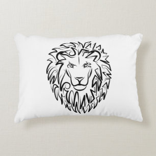 Black and White Tribal Lion Decorative Cushion