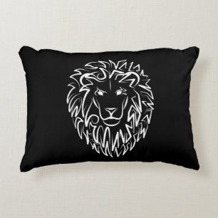 Black and White Tribal Lion Decorative Cushion