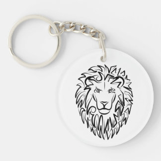 Black and White Tribal Lion Key Ring