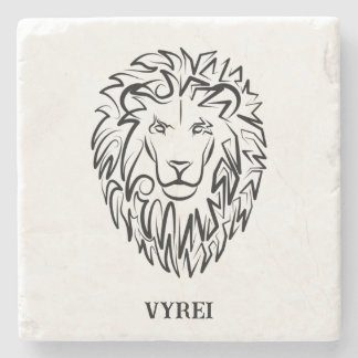 Black and White Tribal Lion Stone Coaster