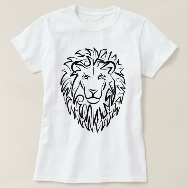 Black and White Tribal Lion T-Shirt (Design Front)