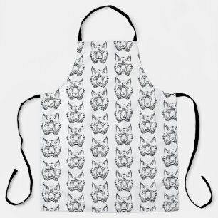 Black and White Tribal Lynx Apron