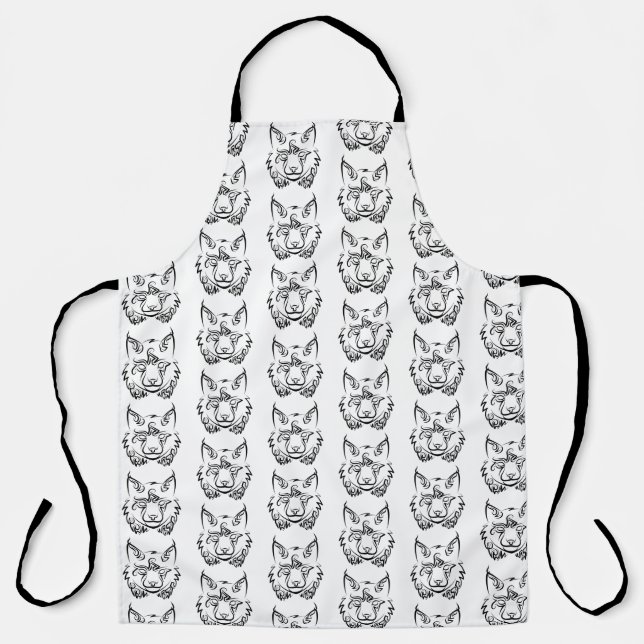 Black and White Tribal Lynx Apron (Front)