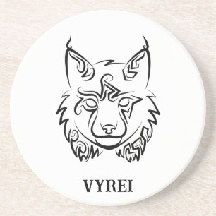 Black and White Tribal Lynx Coaster