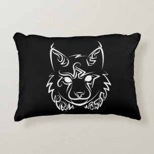 Black and White Tribal Lynx Decorative Cushion