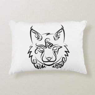 Black and White Tribal Lynx Decorative Cushion