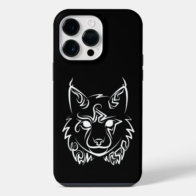 Black and White Tribal Lynx iPhone Case (Back)