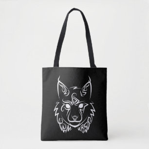 Black and White Tribal Lynx Tote Bag
