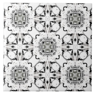 Black and White Tribal Modern Pattern Ceramic Tile
