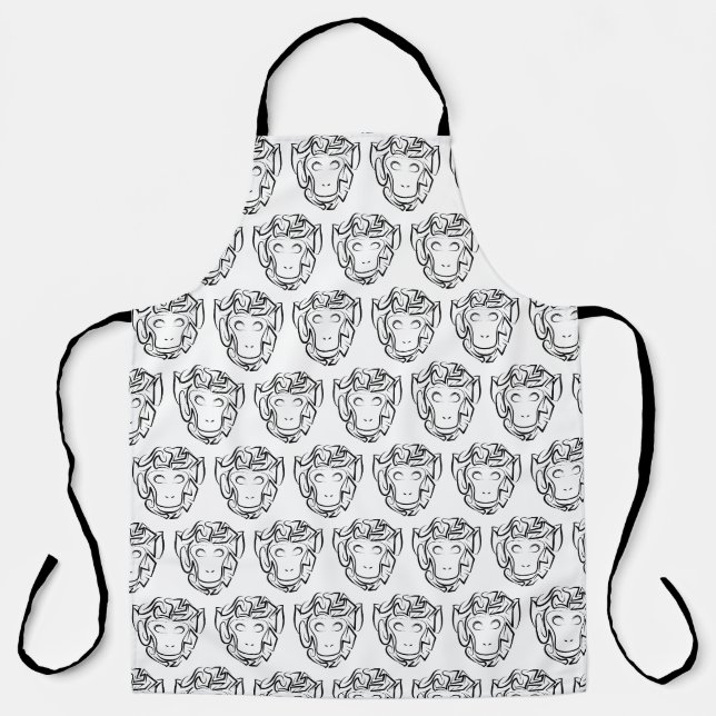 Black and White Tribal Monkey Apron (Front)
