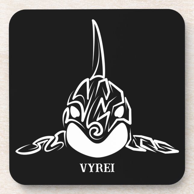 Black and White Tribal Monkey Beverage Coaster (Front)