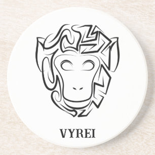 Black and White Tribal Monkey Coaster